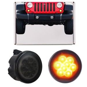 JEEP WRANGLER JK 2007-2018 KIERUNKOWSKAZY LED W GRILL KOMPLET 2 SZT.