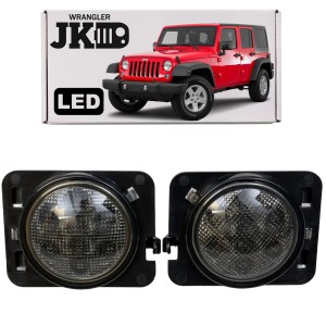 JEEP WRANGLER JK 2007-2018 KIERUNKOWSKAZY BIAŁE LED W BŁOTNIK