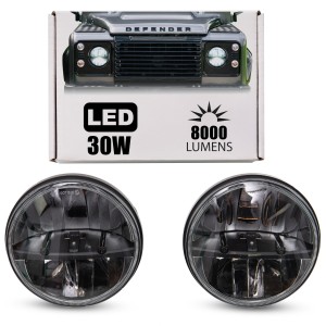 LAND ROVER DEFENDER 90/110 LAMPY PRZEDNIE LED 7" 30W 8000 LUMENÓW