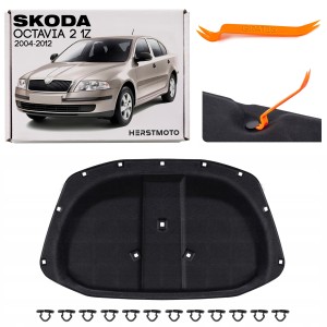 SKODA OCTAVIA II 2 1Z 2004-2012 WYGŁUSZENIE MASKI KOMPLET + SPINKI NOWE Z SPINKAMI 1Z0863831A