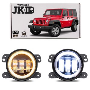 JEEP WRANGLER JK 2007-2018 LAMPY PRZEDNIE PRZECIWMGIELNE 4'' LED 30W 1500 LUMENÓW