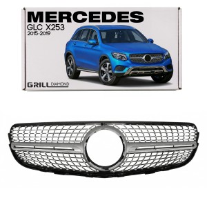 MERCEDES GLC X253 2015-2019 PRZED LIFTINGIEM GRILL DIAMOND SREBRNY