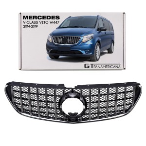 MERCEDES V-CLASS VITO W447 2014-2019 PRZED LIFTINGIEM GRILL GT PANAMERICANA Z KAMERĄ SREBRNY