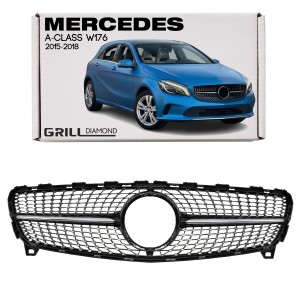 MERCEDES A-CLASS W176 2015-2018 PO FACELIFTINGU GRILL DIAMOND CZARNY