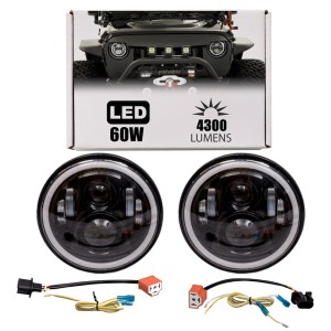 JEEP WRANGLER JL 2018+ LAMPY LED PRZEDNIE 7'' HALO EYES 60W 4300 LUMENÓW