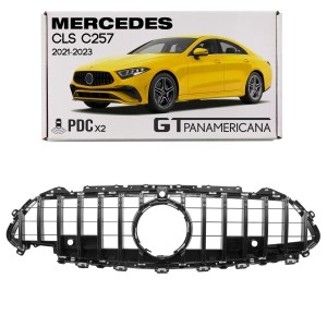 MERCEDES CLS C257 2021-2023 PO FACELIFTINGU GRILL GT Z KAMERĄ I PDCx2 PANAMERICANA CZARNY