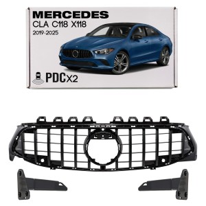 MERCEDES CLA C118 X118 2019-2025 Z KAMERĄ i PDC x2 GRILL GT PANAMERICANA CZARNY