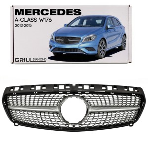 MERCEDES A-CLASS W176 2012-2015 MERCEDES A-CLASS W176 2012-2015 PRZED FACELIFTINGIEM GRILL DIAMOND SREBRNY