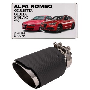 ALFA ROMEO 159 GIULIA GIULIETTA STELVIO KOŃCÓWKA WYDECHU KARBON 64 MM L 170 MM