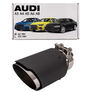 AUDI A3 A4 A5 A6 A8 KOŃCÓWKA WYDECHU KARBON 64 MM L 170 MM