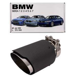 BMW SERIA 1 2 3 4 5 6 7 KOŃCÓWKA WYDECHU KARBON 64 MM L 170 MM
