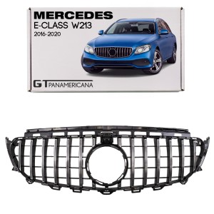 MERCEDES E-CLASS W213 2016-2020 PRZED FACELIFTINGIEM  Z KAMERĄ GRILL GT PANAMERICANA SREBRNY