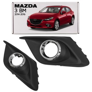 MAZDA 3 III BM 2014-2016 PRZED FACELIFTINGIEM LEWA ZAŚLEPKA HALOGENU KRATKA ZDERZAKA BJE150C21A