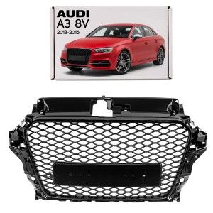 AUDI A3 8V 2013-2016 PRZED FACELIFTINGIEM ATRAPA CHŁODNICY GRILL STYLIZACJA NA S3 CZARNY + PDC