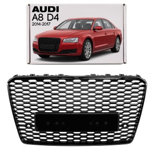 AUDI A8 D4 2014-2017 PO FACELIFTINGU ATRAPA CHŁODNICY GRILL STYLIZACJA NA S8 CZARNY + PDC