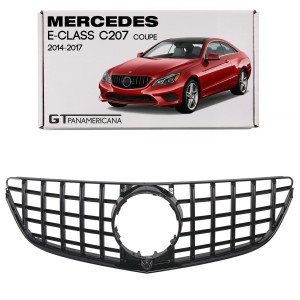 MERCEDES E-CLASS C207 COUPE 2014-2017 PO FACELIFTINGU GRILL GT PANAMERICANA Z KAMERĄ CZARNY