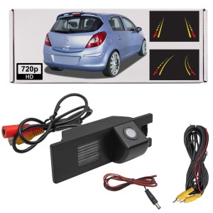 OPEL CORSA D 2006-2014 KAMERA COFANIA FULL HD DYNAMICZNE LINIE ZINTEGROWANA Z LAMPĄ TABLICY