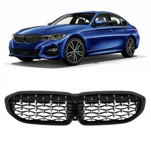 BMW SERIA 3 G20 2018+ TUNINGOWY GRILL PRZEDNI DIAMOND SREBRNY ATRAPA NERKI WERSJA Z KAMERĄ