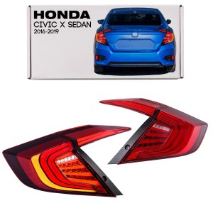 HONDA CIVIC X 2016-2019 SEDAN TUNINGOWE LAMPY TYLNE FULL LED CZERWONE DYNAMICZNE