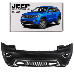 JEEP GRAND CHEROKEE IV WK2 2017-2021 PO DRUGIM FACELIFTINGU CHROMOWANY KOMPLETNY ZDERZAK PRZEDNI BEZ PDC BEZ SPRYSKIWACZY 6EB83TZZAA