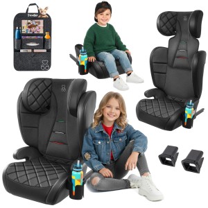 EZIO FOTELIK SAMOCHODOWY EKOSKÓRA PODSTAWKA 2w1 I SIZE 100-150 CM R129 ISOFIX