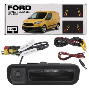 FORD TRANSIT COURIER 2014-2023 KAMERA COFANIA FULL HD DYNAMICZNE LINIE ZINTEGROWANA Z KLAMKĄ KLAPY TYLNEJ