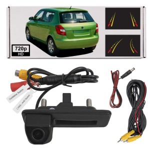 SKODA FABIA II 5J 2010-2014 PO FACELIFTINGU KAMERA COFANIA FULL HD DYNAMICZNE LINIE ZINTEGROWANA Z KLAMKĄ KLAPY TYLNEJ