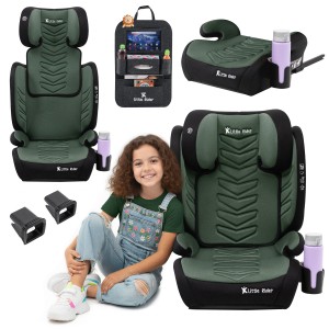 FOTELIK SAMOCHODOWY MODEL LEONARDO CZARNO-ZIELONY PIKOWANY R129 100-150 CM ISOFIX