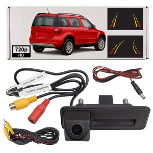 SKODA YETI 2009 – 2017 KAMERA COFANIA FULL HD DYNAMICZNE LINIE ZINTEGROWANA Z KLAMKĄ KLAPY TYLNEJ