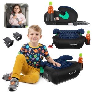 FOTELIK SAMOCHODOWY PODKŁADKA SIEDZISKO Z ISOFIX CZARNO-GRANATOWY R129 125-150 CM