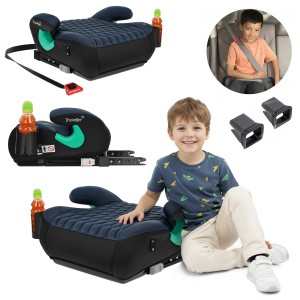 FOTELIK SAMOCHODOWY PODKŁADKA SIEDZISKO Z ISOFIX CZARNO-SZARY R129 125-150 CM