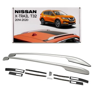 NISSAN  X-TRAIL III T32 2014-2020 RELINGI DACHOWE SREBRNE