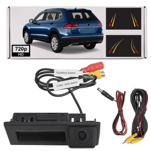 VW TIGUAN II AD1 2016-2024 KAMERA COFANIA FULL HD DYNAMICZNE LINIE ZINTEGROWANA Z KLAMKĄ KLAPY TYLNEJ