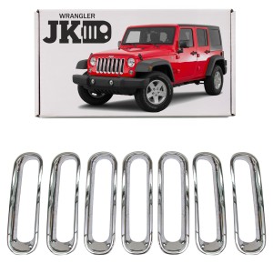 JEEP WRANGLER JK 2007-2018 STYLIZACYJNE WKŁADKI GRILLA CHROM ABS