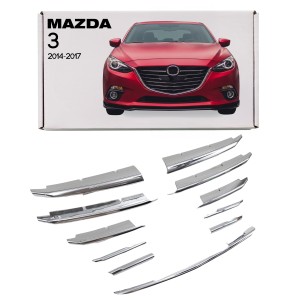 MAZDA 3 2014-2017 CHROMOWANE OZDOBNE LISTWY GRILLA