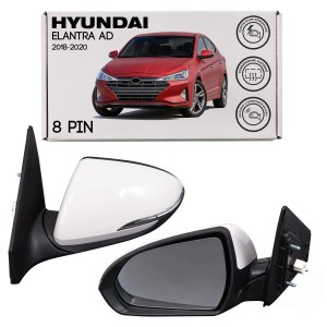 HYUNDAI ELANTRA VI AD 2018-2020 PO FACELIFTINGU LUSTERKO ELEKTRYCZNE Z KIERUNKOWSKAZEM PODGRZEWANE SKŁADANE LEWE 8 PIN 87620F2550