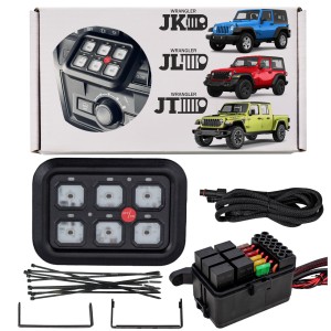 JEEP WRANGLER JK JL JT ZESPÓŁ PRZEŁĄCZNIKÓW OFFROAD LED PANEL 6 PRZEWODÓW