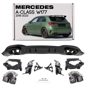 MERCEDES A-CLASS W177 2018-2023 HATCHBACK PRZED FACELIFTINGIEM DYFUZOR TYLNY ZESTAW STYLIZUJĄCY NA AMG A45