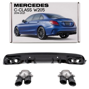 MERCEDES C-CLASS W205 2014-2021 DYFUZOR TYLNY Z PDC ZESTAW STYLIZUJĄCY NA AMG C43