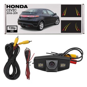 HONDA CIVIC VIII 2006-2011 KAMERA COFANIA FULL HD DYNAMICZNE LINIE ZINTEGROWANA Z LAMPĄ TABLICY