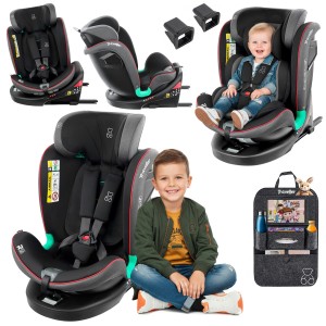 FOTELIK SAMOCHODOWY OBROTOWY LEONARDO 360° CZARNO-SZARY 40-150 CM i-Size R129 + ISOFIX