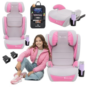 FOTELIK SAMOCHODOWY MODEL BIANCA SZARO-RÓŻOWY R129 100-150 CM ISOFIX + GRATIS
