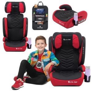 FOTELIK SAMOCHODOWY MODEL MARCO CZARNO-CZERWONY PIKOWANY R129 100-150 CM
