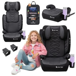 FOTELIK SAMOCHODOWY MODEL VINCENT SZARO-CZARNY PIKOWANY R129 100-150 CM ISOFIX + GRATIS