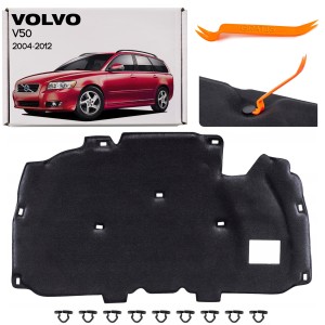 VOLVO V50 2004-2012 BENZYNA WYGŁUSZENIE MASKI KOMPLET ZE SPINKAMI 30740133
