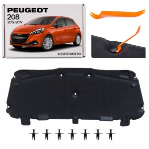 PEUGEOT 208 I 2012-2019 WYGŁUSZENIE MASKI 9673774280 + SPINKI