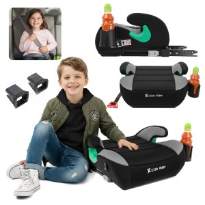 FOTELIK SAMOCHODOWY PODKŁADKA SIEDZISKO Z ISOFIX CZARNO-SZARY R129 125-150 CM