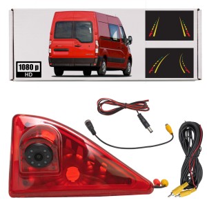 OPEL MOVANO B X62 2010-2022 KAMERA COFANIA FULL HD Z DIODAMI IR MONTOWANA W MIEJSCE ŚWIATŁA STOPU DYNAMICZNE LINIE