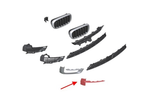 BMW X5 F15 2013-2018 DEKORACYJNA LISTWA PRAWEJ KRATKI ZDERZAKA 51117303114