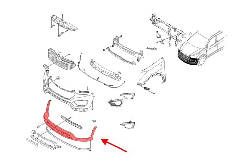 HYUNDAI SANTA FE III 2013-2015 PRZED LIFTINGIEM DOLNY ZDERZAK PRZEDNI 86512-B8100